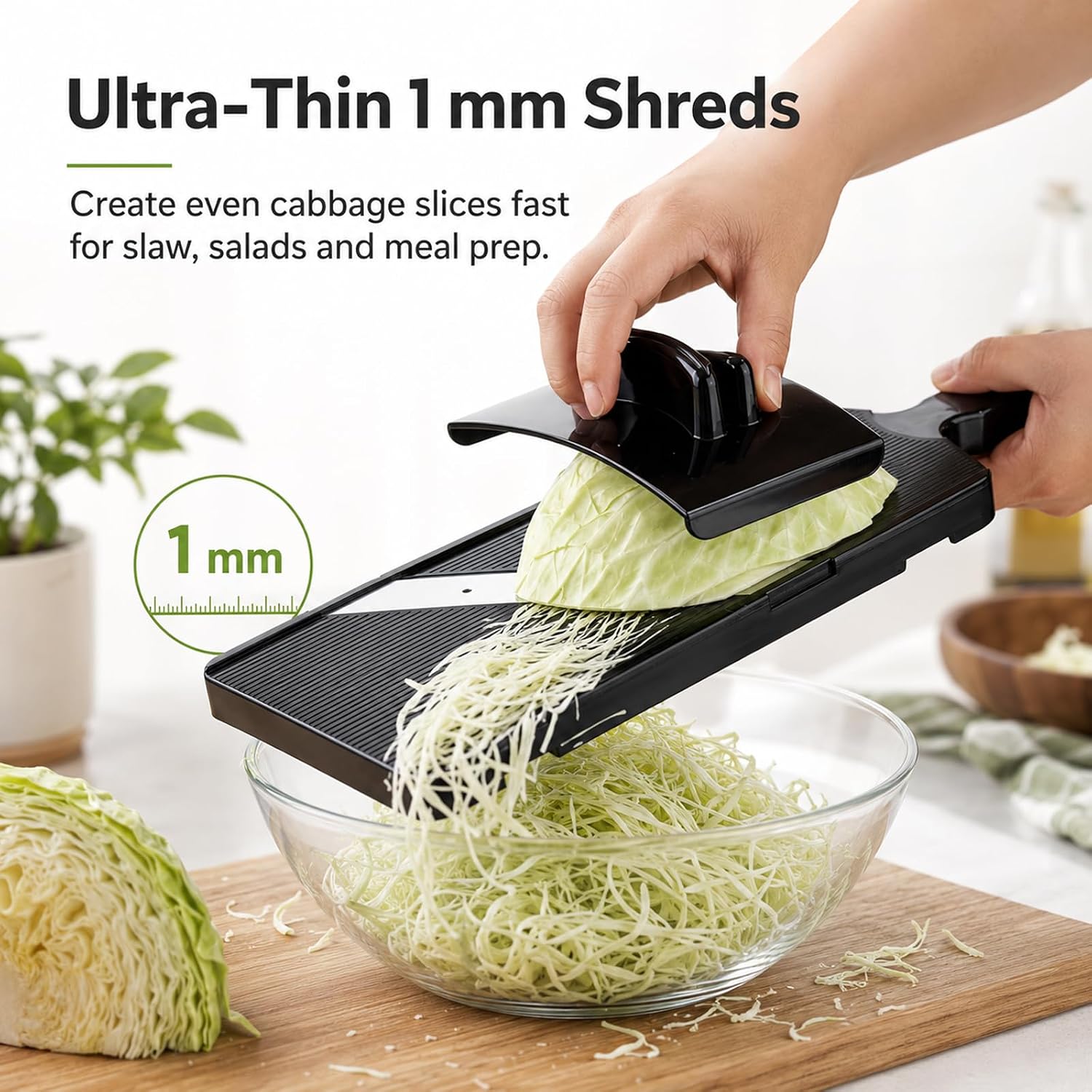 Cabbage Slicer, Larger Size Vegetable Slicer, Stainless Steel Blade Food Slicing Shredder, Ultra-Thin Cabbage Shredder for Salads, Jicama Tacos, Onion, Potato Chips