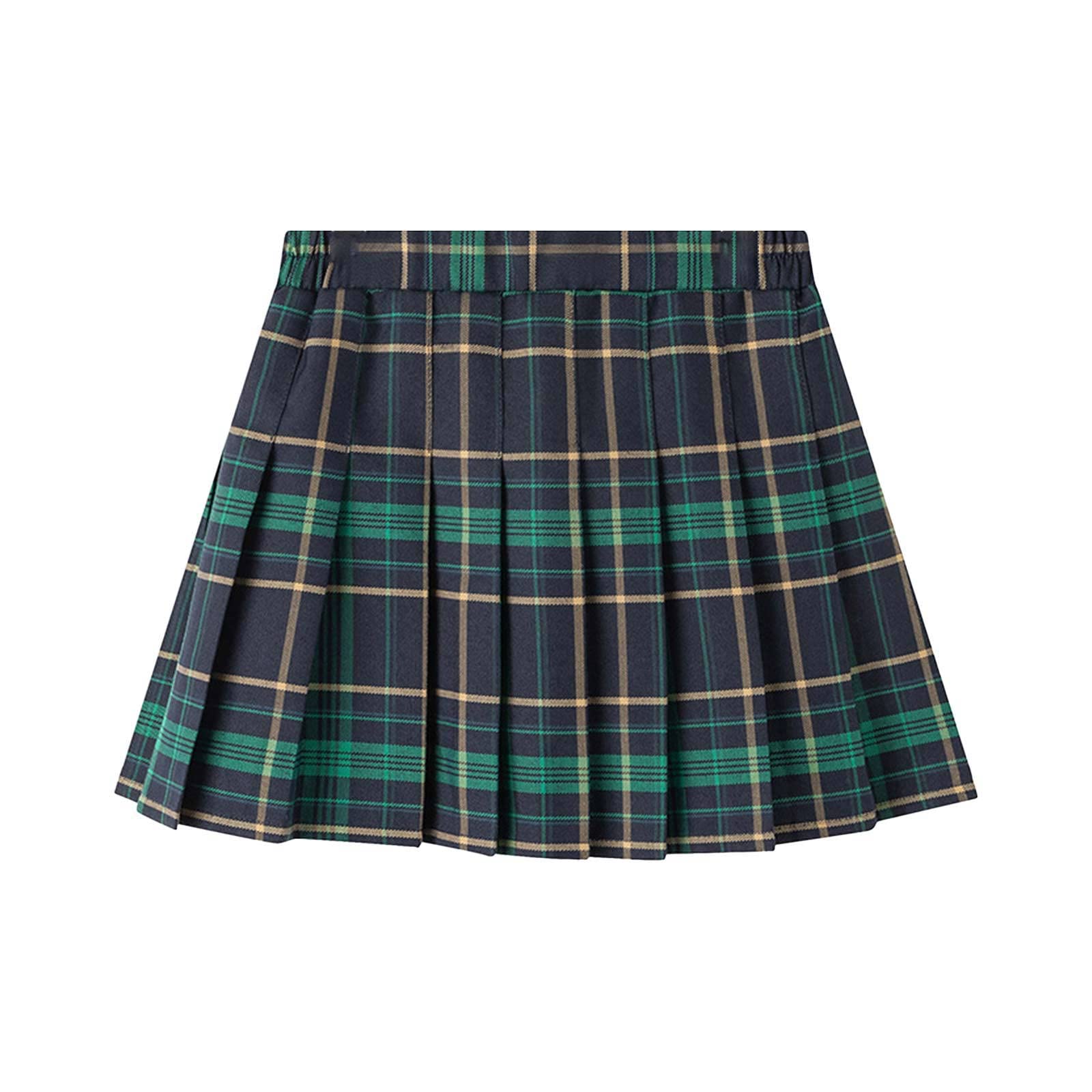 Agoky Falda Niña Ropa Verano Escocesas Cuadros Escocia Falda Plisada Básica con Hebilla Uniforme Escolar Algodón Tartán para Niñas Chicas