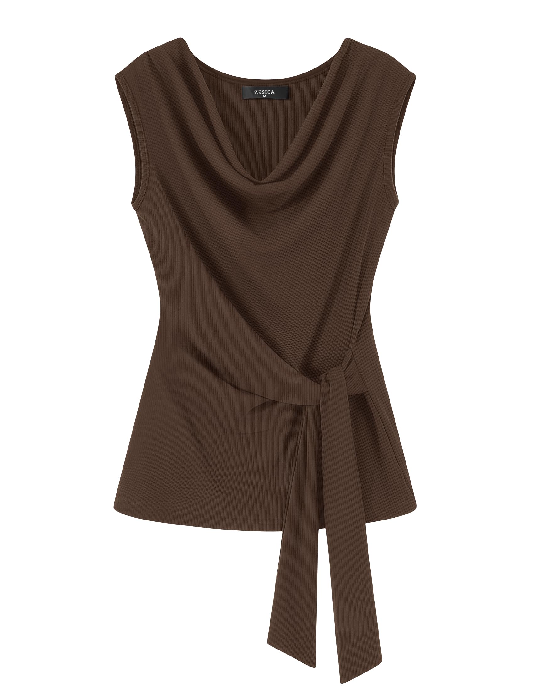 ZESICA Womens Summer Sleeveless Business Casual Wrap Tank Tops