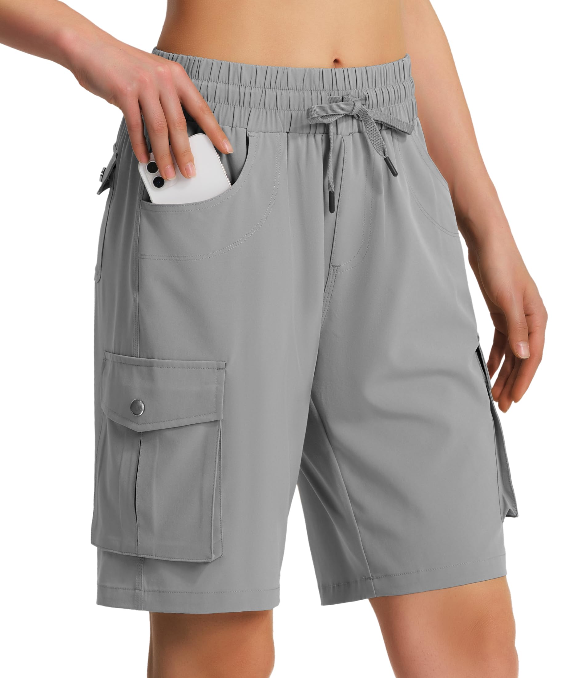 Women's 9" Hiking Cargo Shorts Quick Dry Lightweight Summer Shorts for Camping Travel Golf 6 Pockets