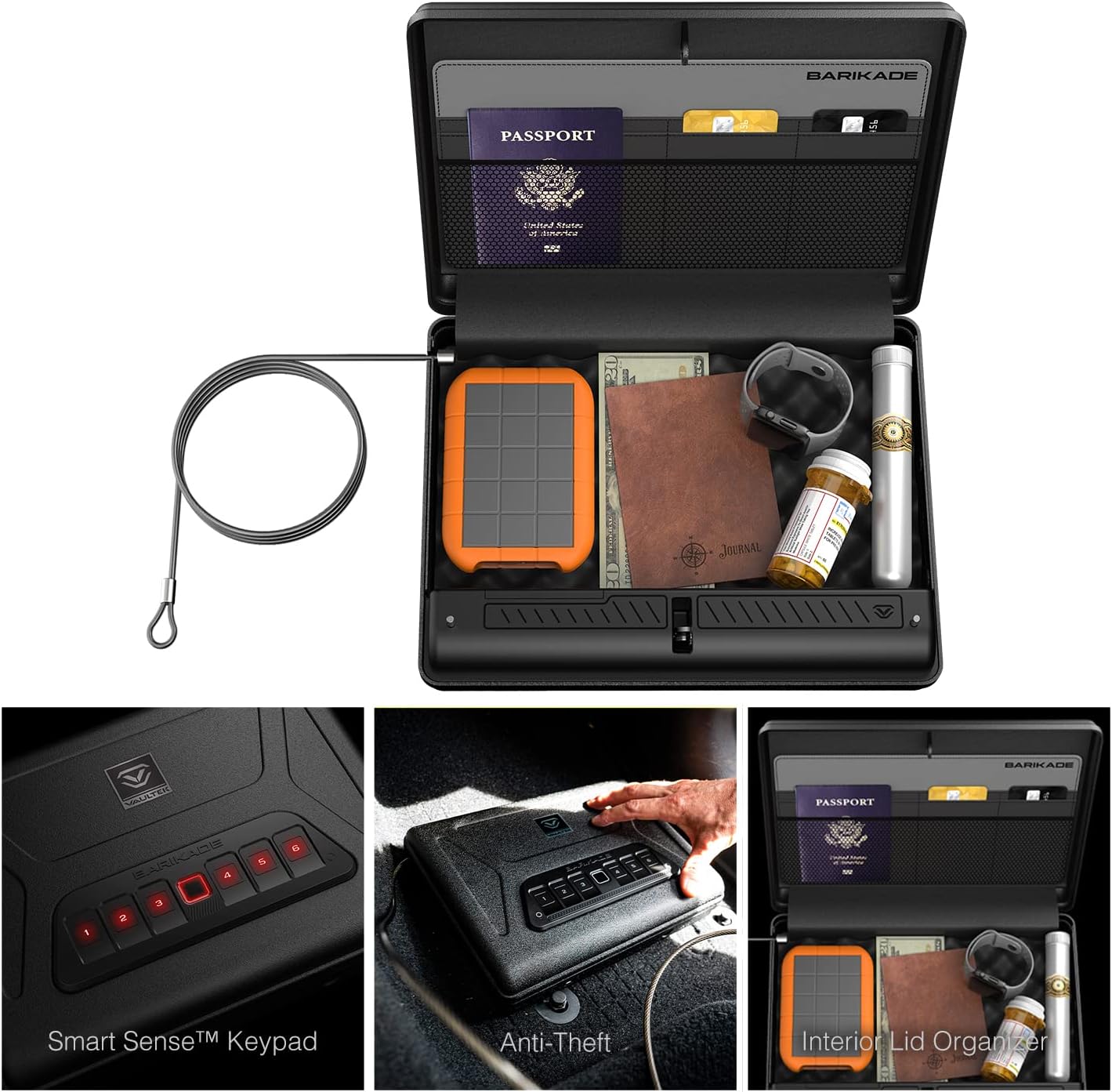 Vaultek Barikade Series 2 Compact Pistol Safe (Non-Biometric + Lid Organizer)