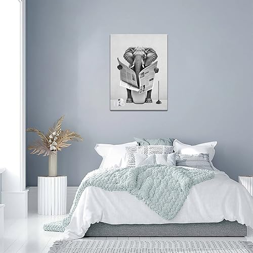 Miniatura 6 de banonaty Divertida pintura de elefante para pared, impresión en lienzo de 12 x 16 pies para baño, hogar, oficina