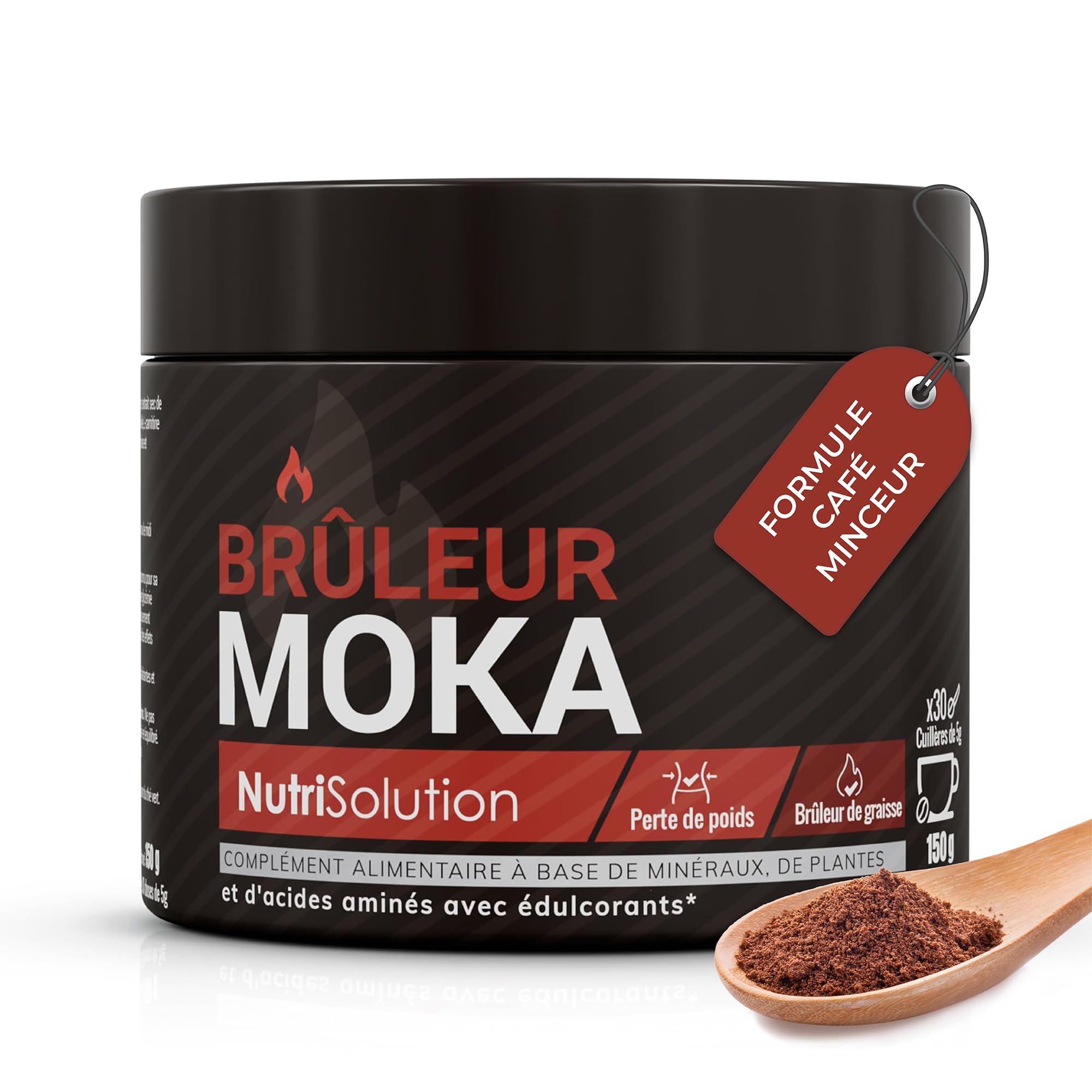 Brûleur Moka Nutrisolution Café Minceur Premium Brûle-Graisse Puissant 100% Ingrédients Naturels Végétarien Sans Gluten Sans OGM Fabriqué en France