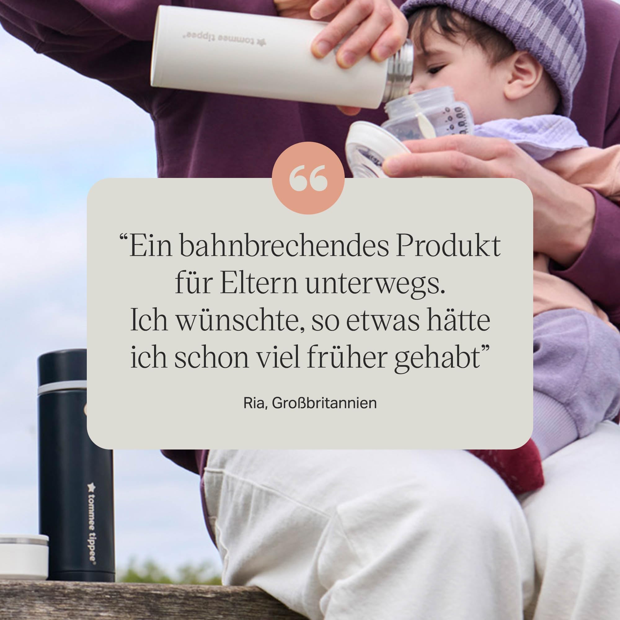 Tommee Tippee PrepGo Zubereiter-Set, Kühlt Babymilch zur guten Temperatur in nur 2 Minuten, Transportierbare Thermosflaschen, Temperaturdisplay