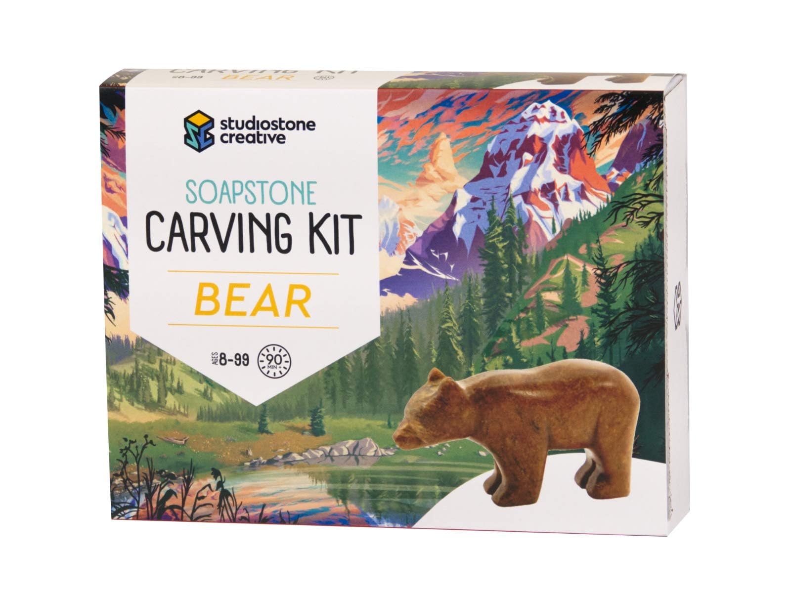 STUDIOSTONE CREATIVE Kit de sculpture pour enfants et adultes - Sculpture d'ours en stéatite