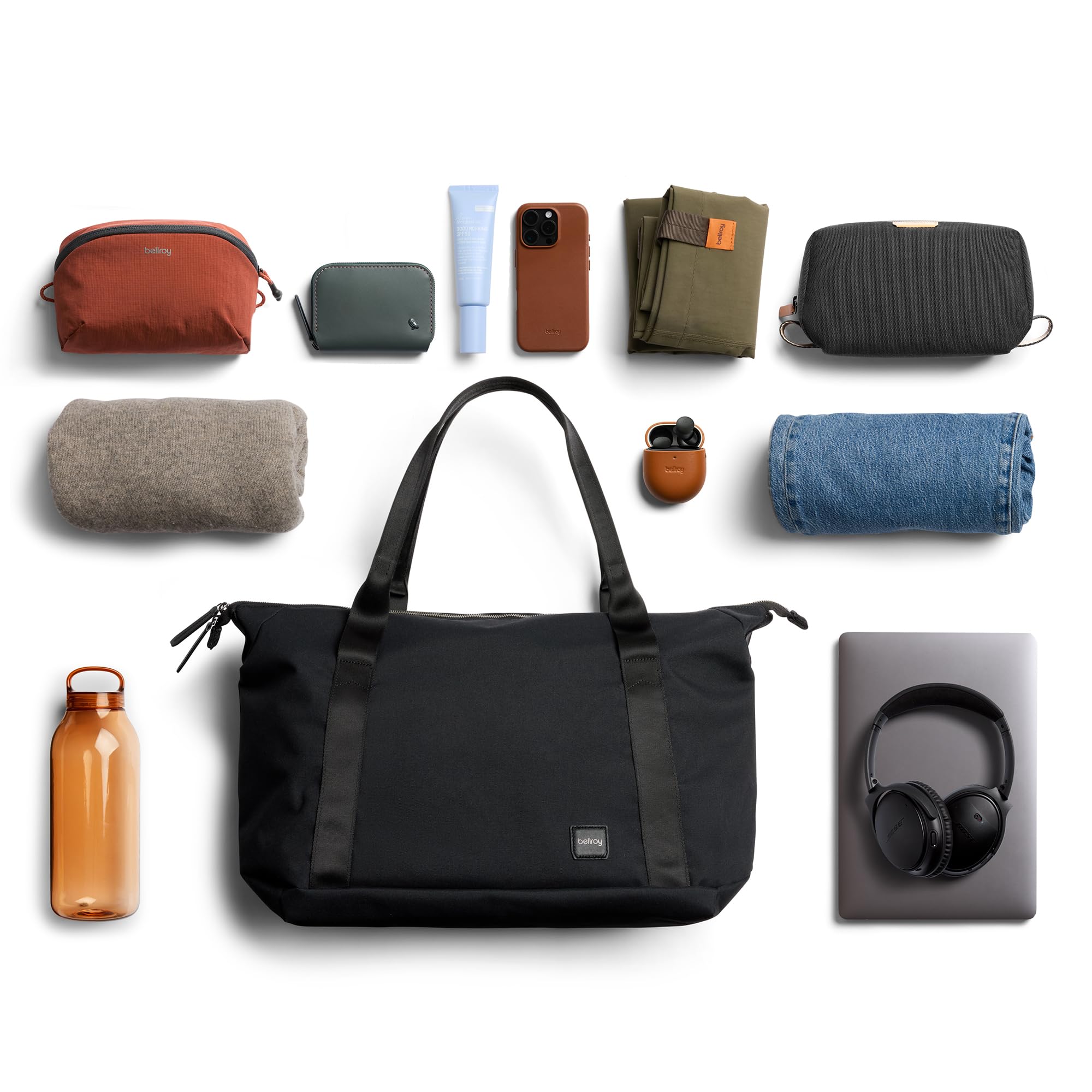 Bellroy Classic Getaway Bag, Bolso tote de viaje 15 pulgadas - Black | Bolso tote de viaje de fin de semana con organización interna y funda trasera para portátil de 15 pulgadas