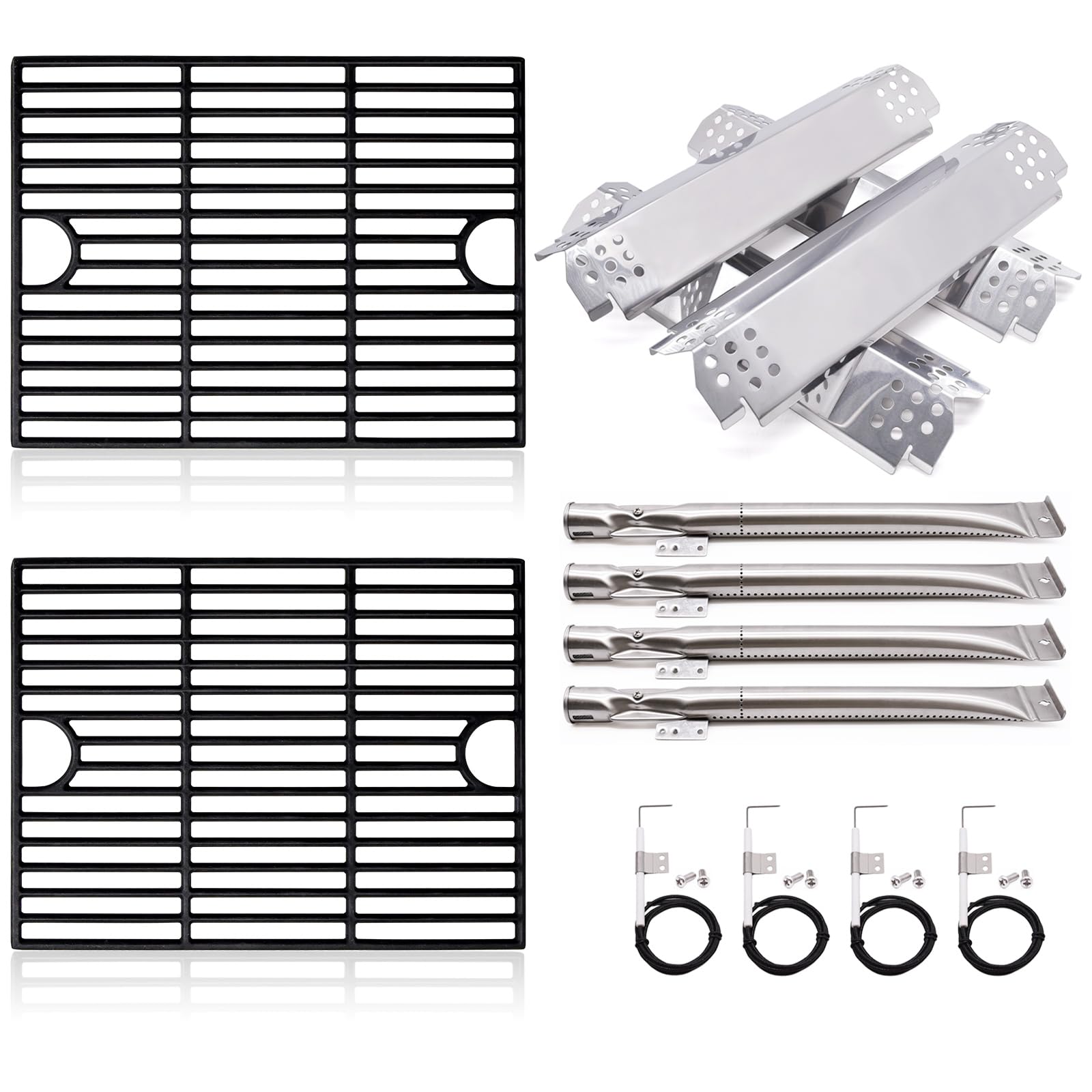 Adviace Grill Replacement Parts for Nexgrill 4 Burner 720-0830H, 720-0783E, 720-0830D, 5 Burner 720-0888N, 720-0888, 17 Inch Cast Iron Grill Grates,