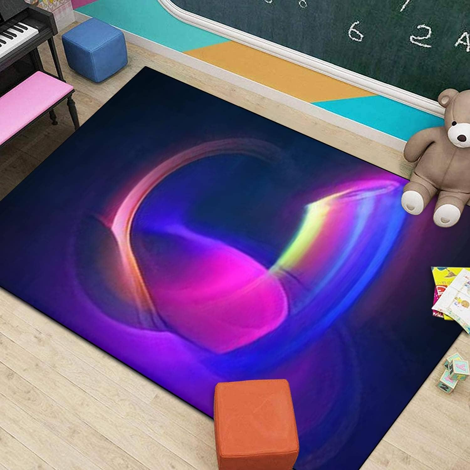 Strisce Di Trama Astratta Tappeto Per Sala Giochi Con Stampa 3D 200 X 300 Cm - Moquette Antiscivolo Per Porta Interna - Morbido Al Tatto - Fibra Di Poliestere - Facile Da Pulire - Adatto -98625104803
