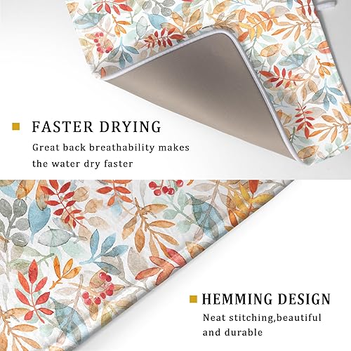 Miniatura 3 de Tapete de secado de platos de hojas bohemias, tapete escurridor de plantas coloridas de 18 x 24 pulgadas, almohadilla de platos botánicos de