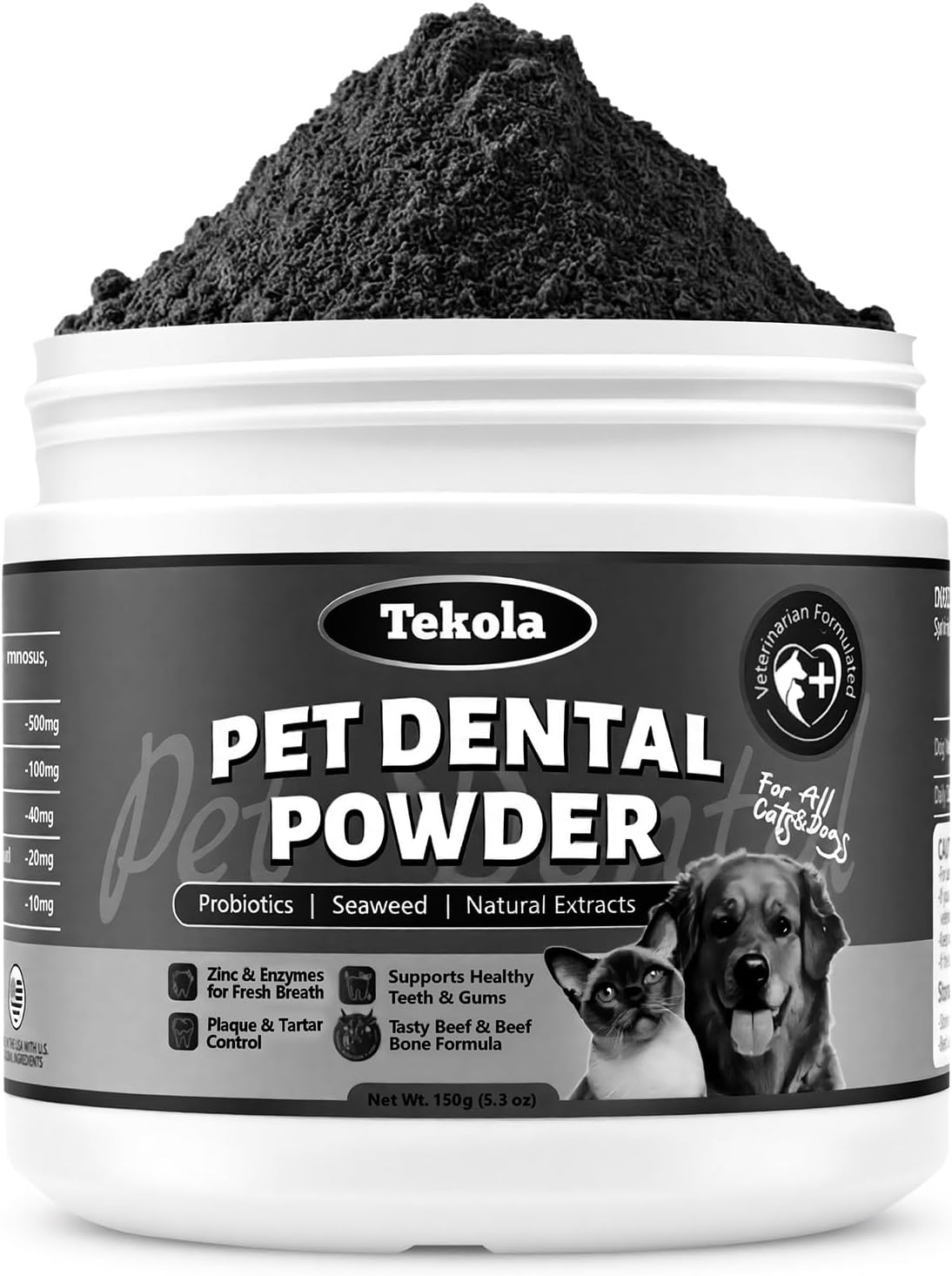 Dog Teeth Cleaning Powder - Beef & Bone Flavor, Enzyme-Based Plaque Remover, Tartar Control & Dental Care for Dogs, Fresh Breath, Easy to Use, Prevents Plaque Build-Up, Oral Hygiene, Black - 2