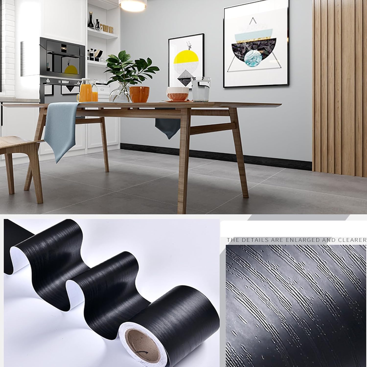 10M Wood Grain Removable Waterproof Border Wall Decor Removable Self Adhesive Kitchen Bathroom Tiles Sticker Peel and Stick Wallpaper 4x390 Inch (Elm)