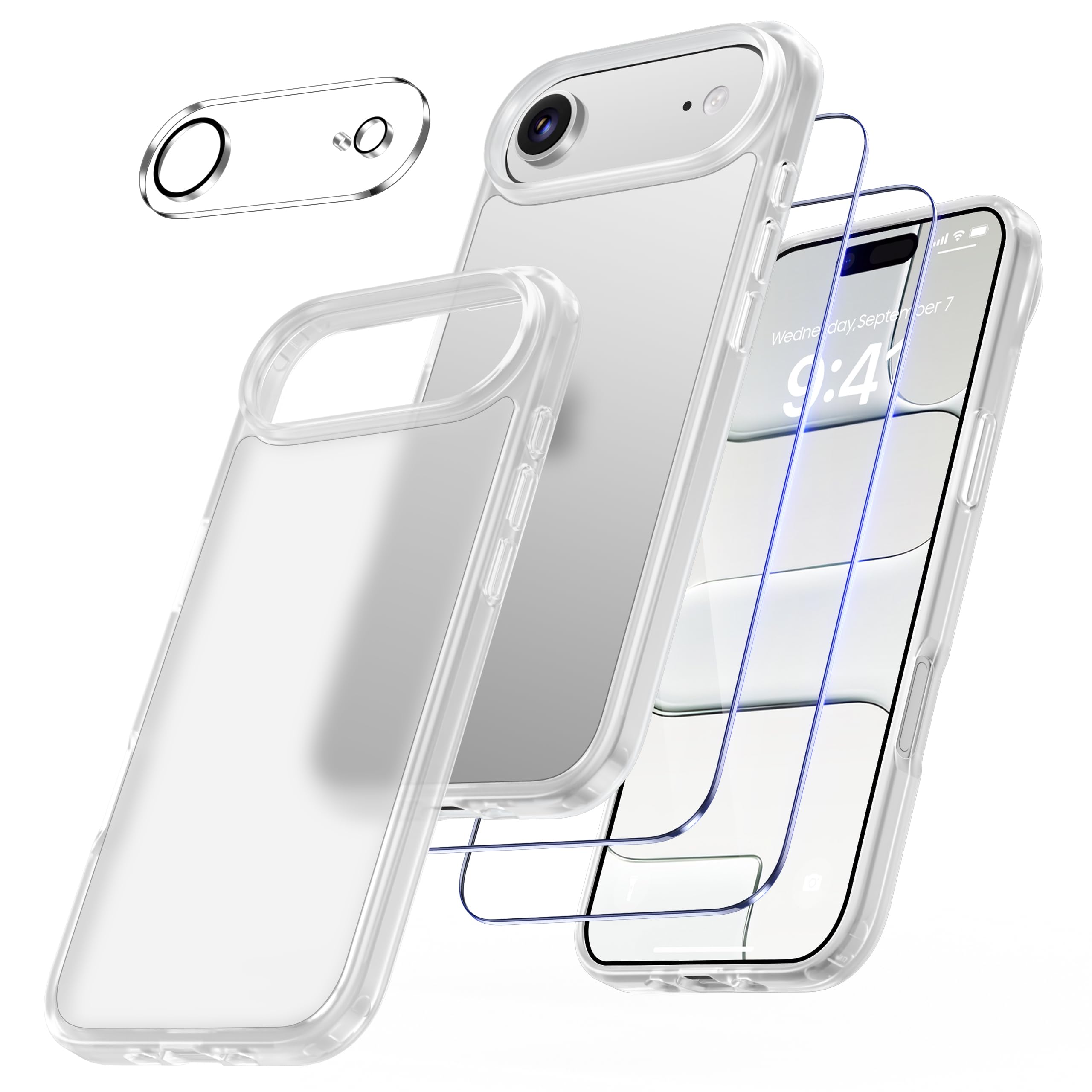 FLLAO 4 en 1 Coque pour iPhone air avec 2 Verre Trempé et 1 Caméra Protecteur, [