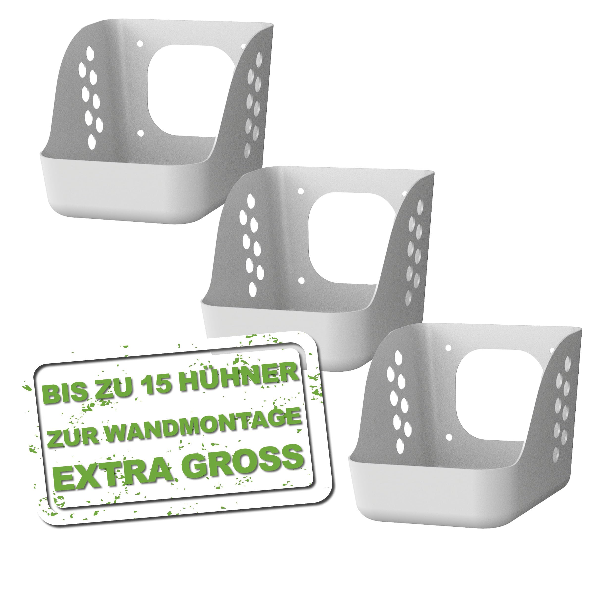 MeineHennen Legenest Hühner 3er Set Basic Nest ECO Grau – Hühnernest zur Wandmontage für bis zu 15 Hennen – Einstreunest aus Kunststoff – Geflügelnest Hühnerstall Zubehör stabil & leicht zu reinigen