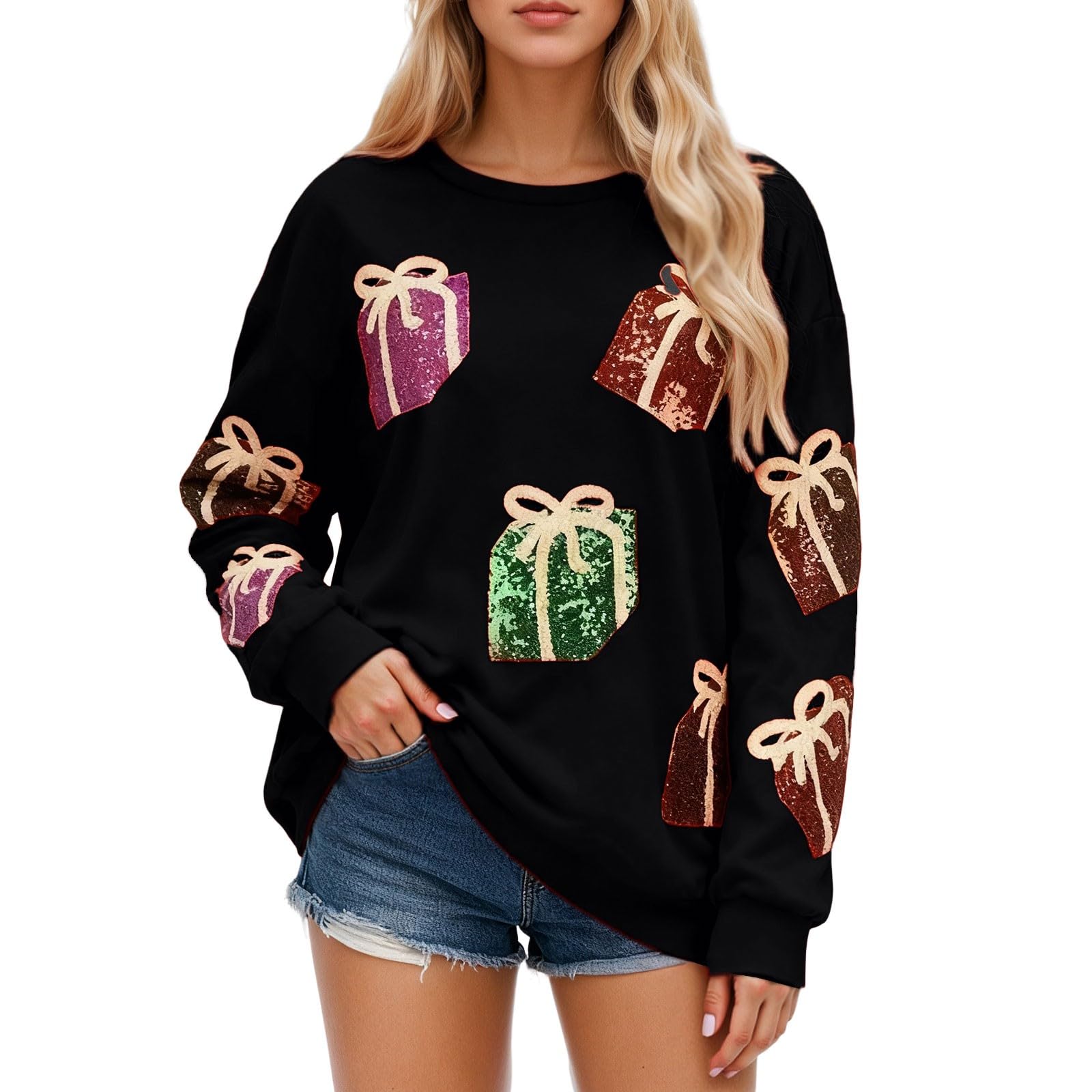 Weihnachtspullover Damen Pullover Für Damen Weihnachtspullover Große Größen Weihnachten Pullover Lustig Weihnachts Warm Weihnachtspulli Für Christmas Jumper Women Damenpullover Weihnachtspulli