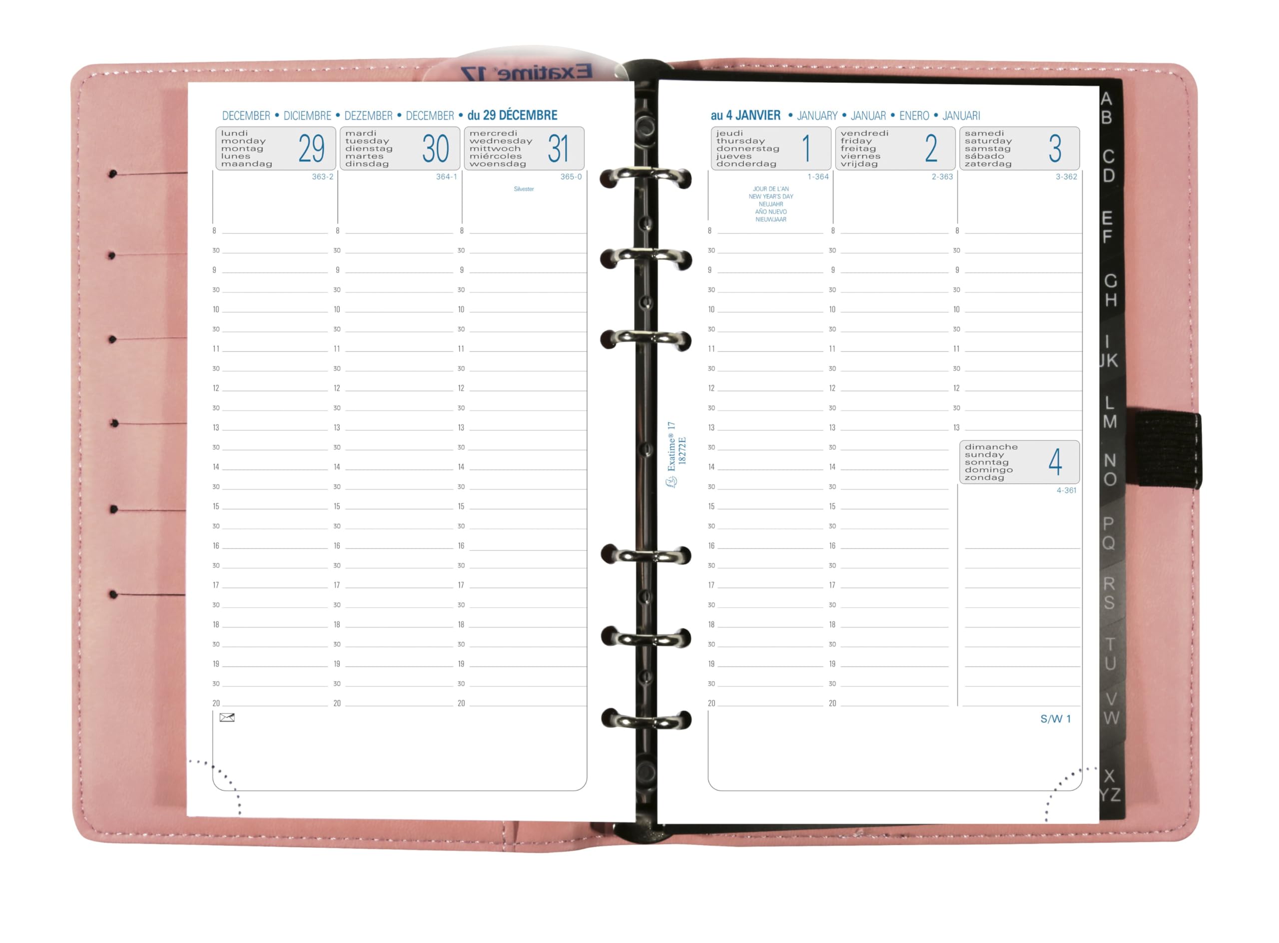 Exacompta - 74627E - Organiseur Exatime 17 light Méline - 14 x 19 cm - Semainier Septembre 2025 à décembre 2026 - 16 mois - Coloris rose