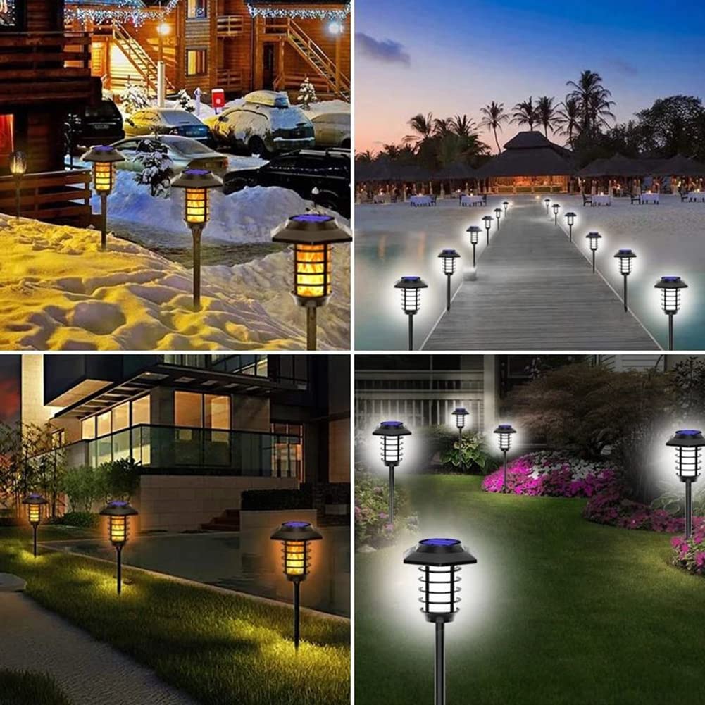 Solarlampen Für Außen, 48 LED Solar Gartenfackeln Flammenlicht Fackel Mit Realistischer Flammeneffekt, IP65 Wasserdicht Solarleuchten Für Garten Hof Balkon Auffahrt Weg,4 pc