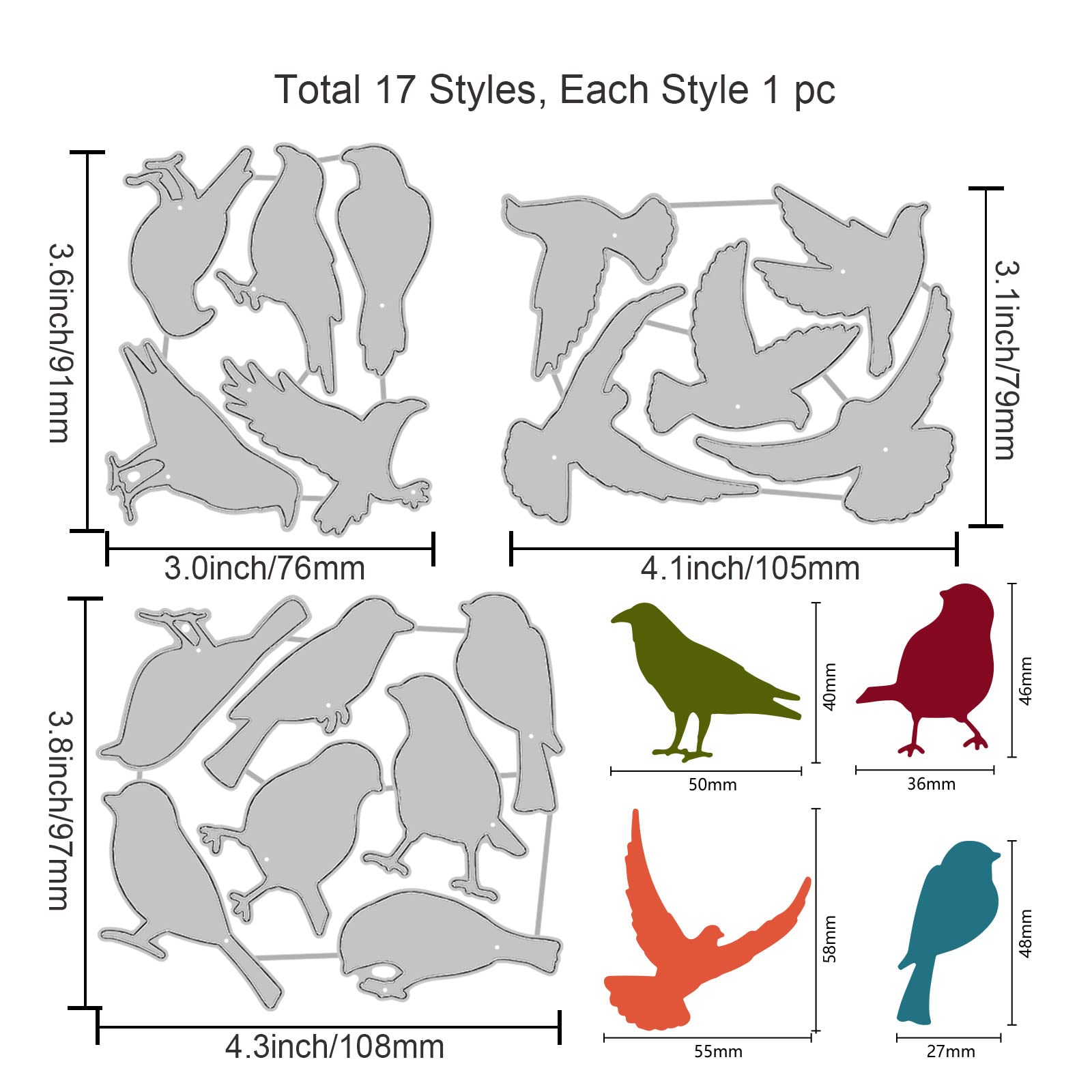 GLOBLELAND Matrices De Découpe Oiseaux Et Arbres - Set Métal Pour Scrapbooking Et Cartes