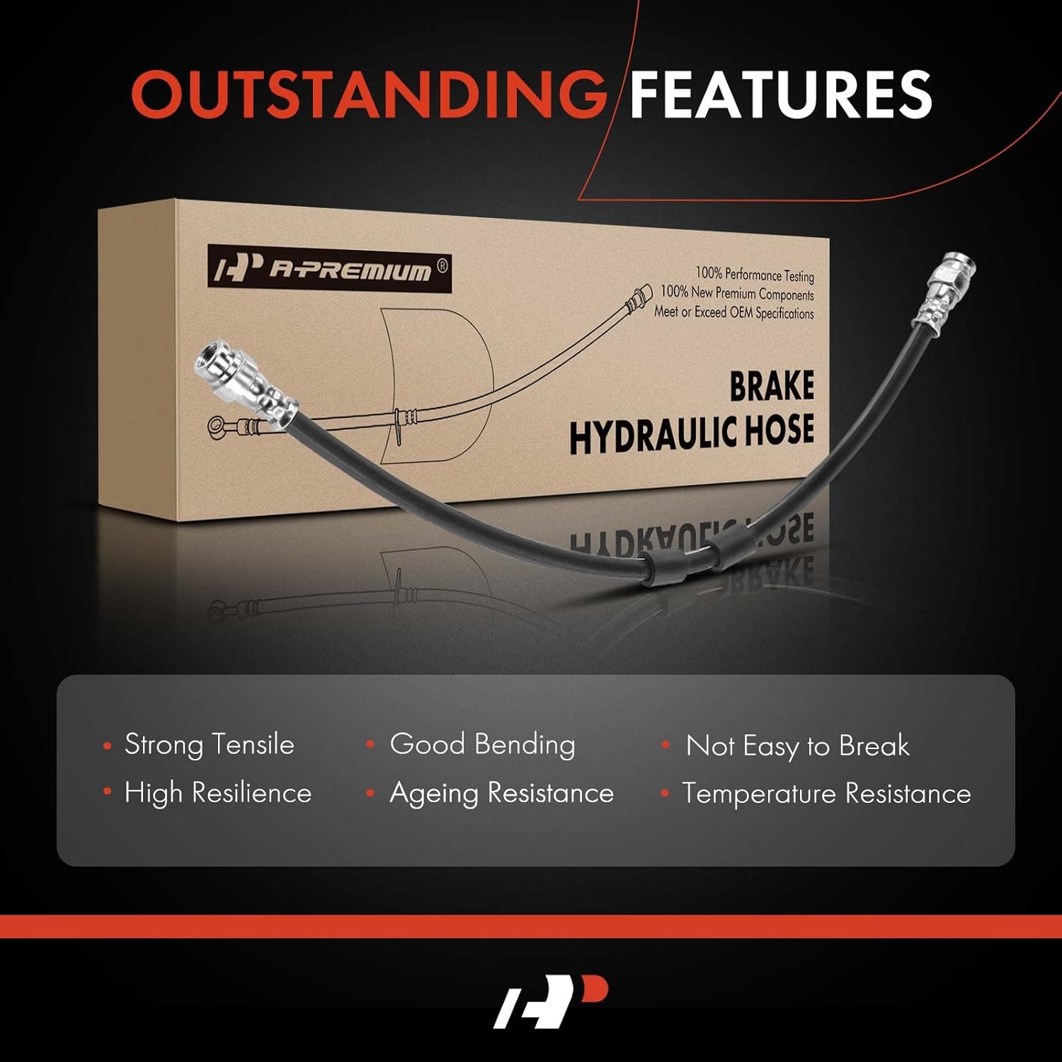 A-Premium Rear Outer Brake Hydraulic Hose Compatible with Dodge, Chrysler and Volkswagen Models - Grand Caravan 2008-2011, Town & Country 2008-2011, Routan 2009-2011 - Replace# 4721975AA(Pack of 2）