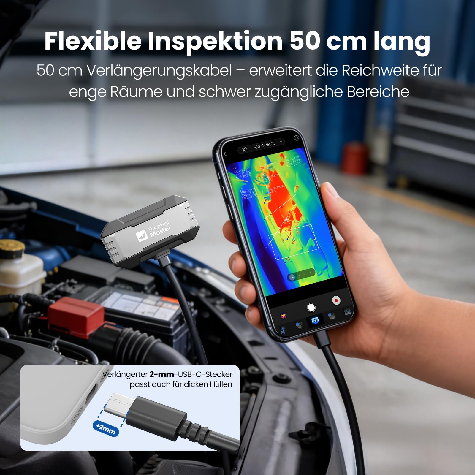 Thermal Master P1 Wärmebildkamera für iPhone 15/16 & Android (USB-C) | 320x240 X³ IR-Auflösung | -20°C bis 600°C | 15x Zoom Infrarotkamera für Hausinspektion, HVAC, Bau & Elektro
