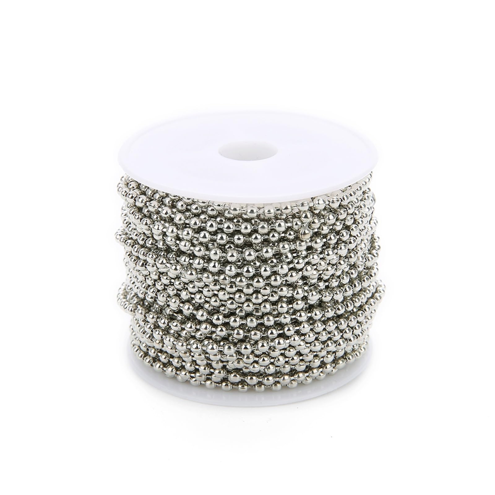 Łańcuszek kulkowy 40 jardów łańcuszek kulkowy z koralikami do samodzielnego tworzenia półproduktów do wyrobu biżuterii(Rhodium,Dia 2.4mm)