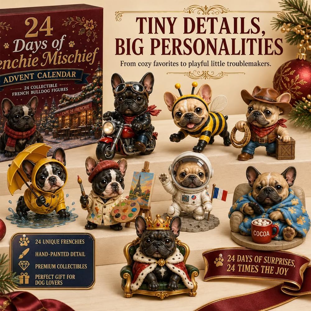2026 Calendario dell'Avvento Bulldog Francese, Tema Cane Countdown Natale，A