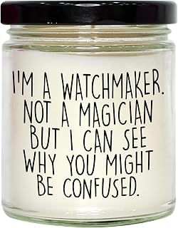 Watchmaker's Gift for Watch Lovers, 9oz Vanilla Soy Candle for Him, Funny Quote, Christmas Unique Gifts from Men to Watchmaker Friends