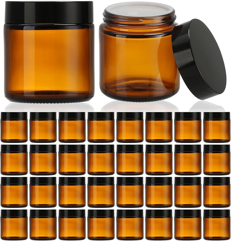 32 Frascos de Vidro Âmbar MYQYBRO com Tampas, 120 mL
