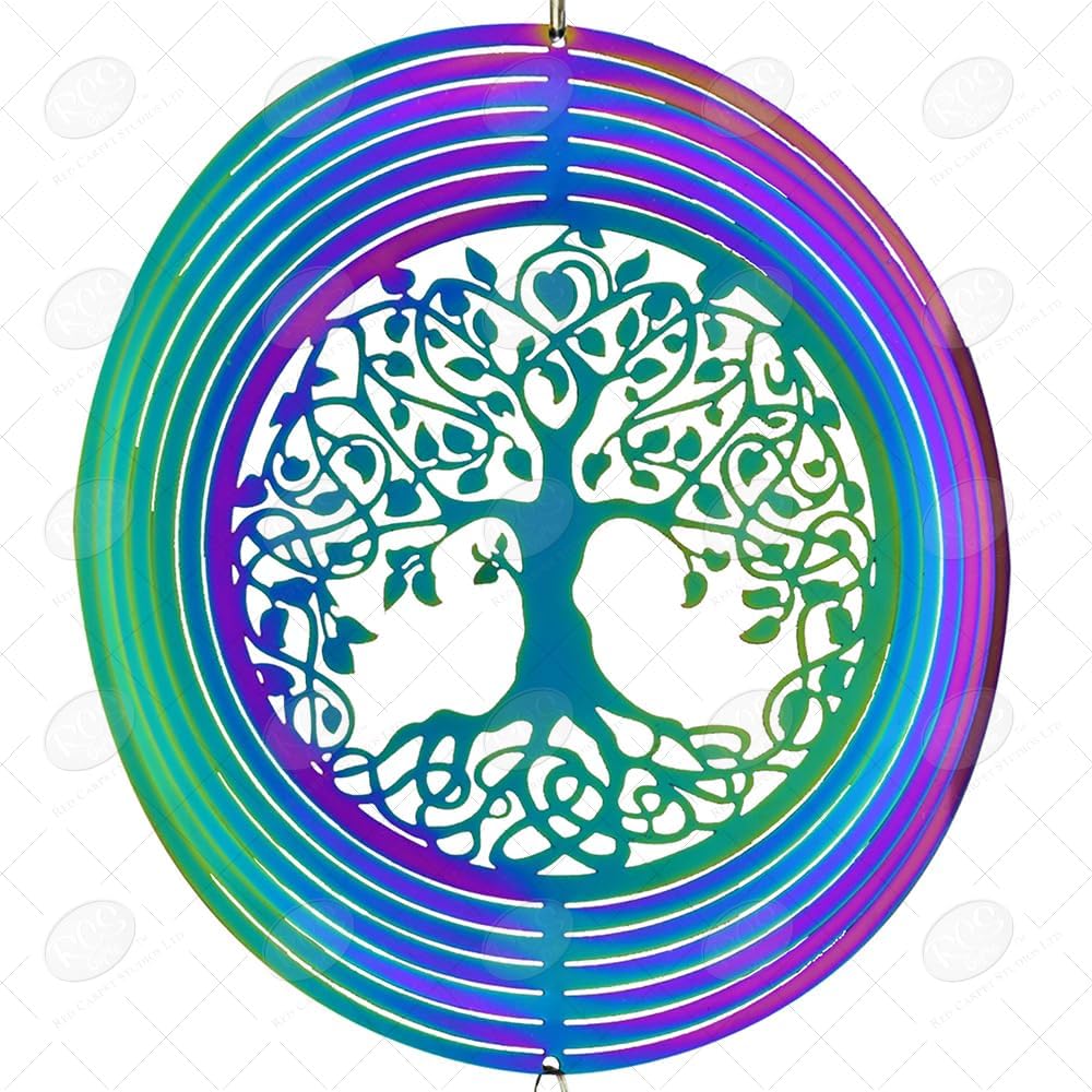Red Carpet Studios Long Spiral Chakra Spinner, Iridescent Tree of Life