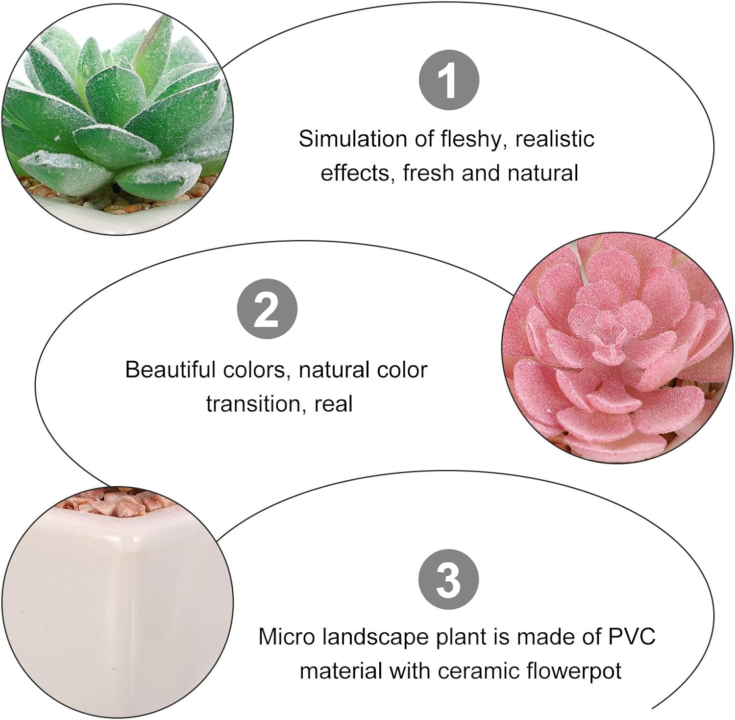 6-pcs Artificial Mini Bonsai Plants Set, Simulation Micro Succulents in Ceramic Pots, Green Home Décor for Indoor Tabletop and Office Decoration