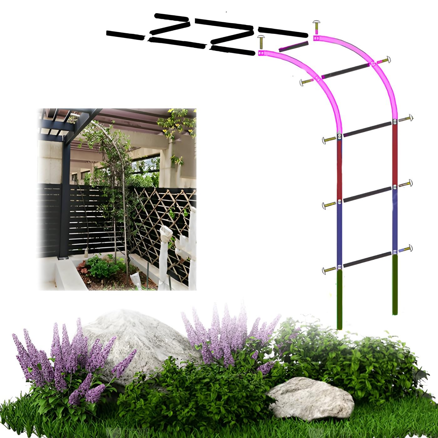 Demi-arche de jardin 200x240cm en acier inoxydable pour plantes grimpantes