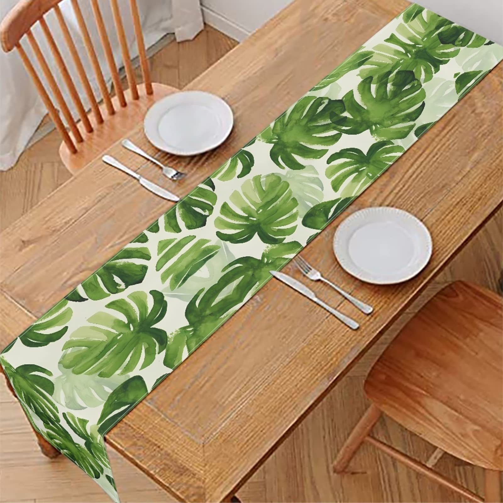 Jndtueit Monstera Tischlufer fr Heimdekoration, grnes Blatt, 183 cm  lang, rechteckig, Tischlufer fr Mnner und Frauen : Amazon.de: Kche,  Haushalt & Wohnen