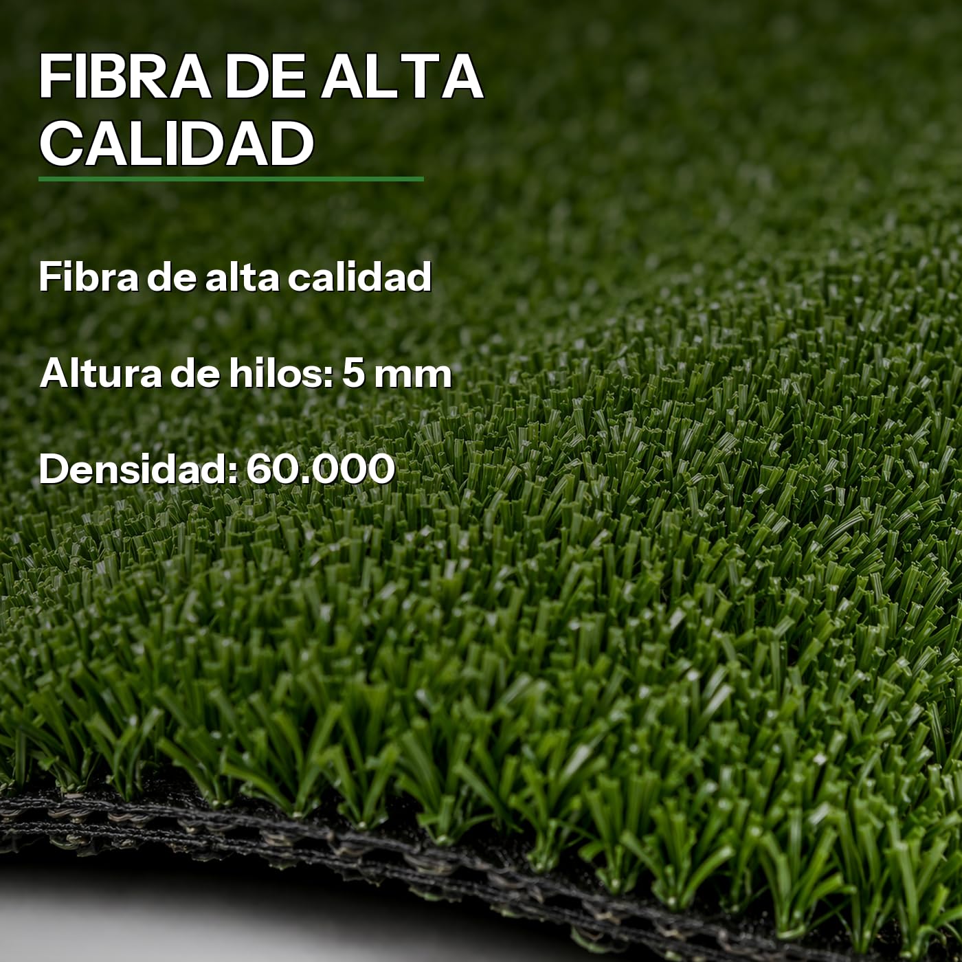 Rollo Césped Artificial 5 mm 2 x 5 m (10 m²), Alfombra Sintética para Interiores y Exteriores, Terrazas, Balcones y Jardín