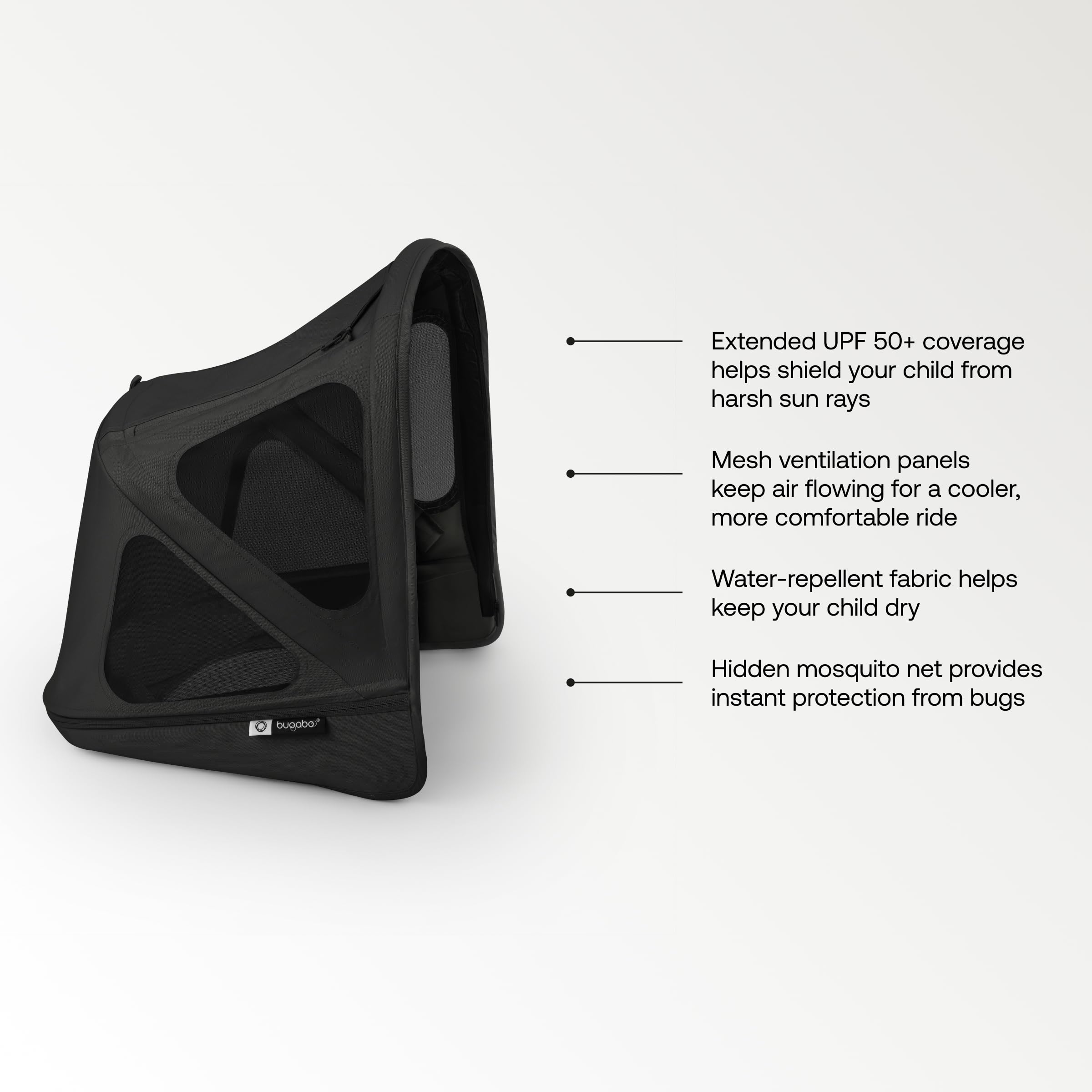Bugaboo Capota ventilada Fox y Cameleon, extensible para una protección adicional y una protección solar óptima, repelente al agua, Desert Taupe