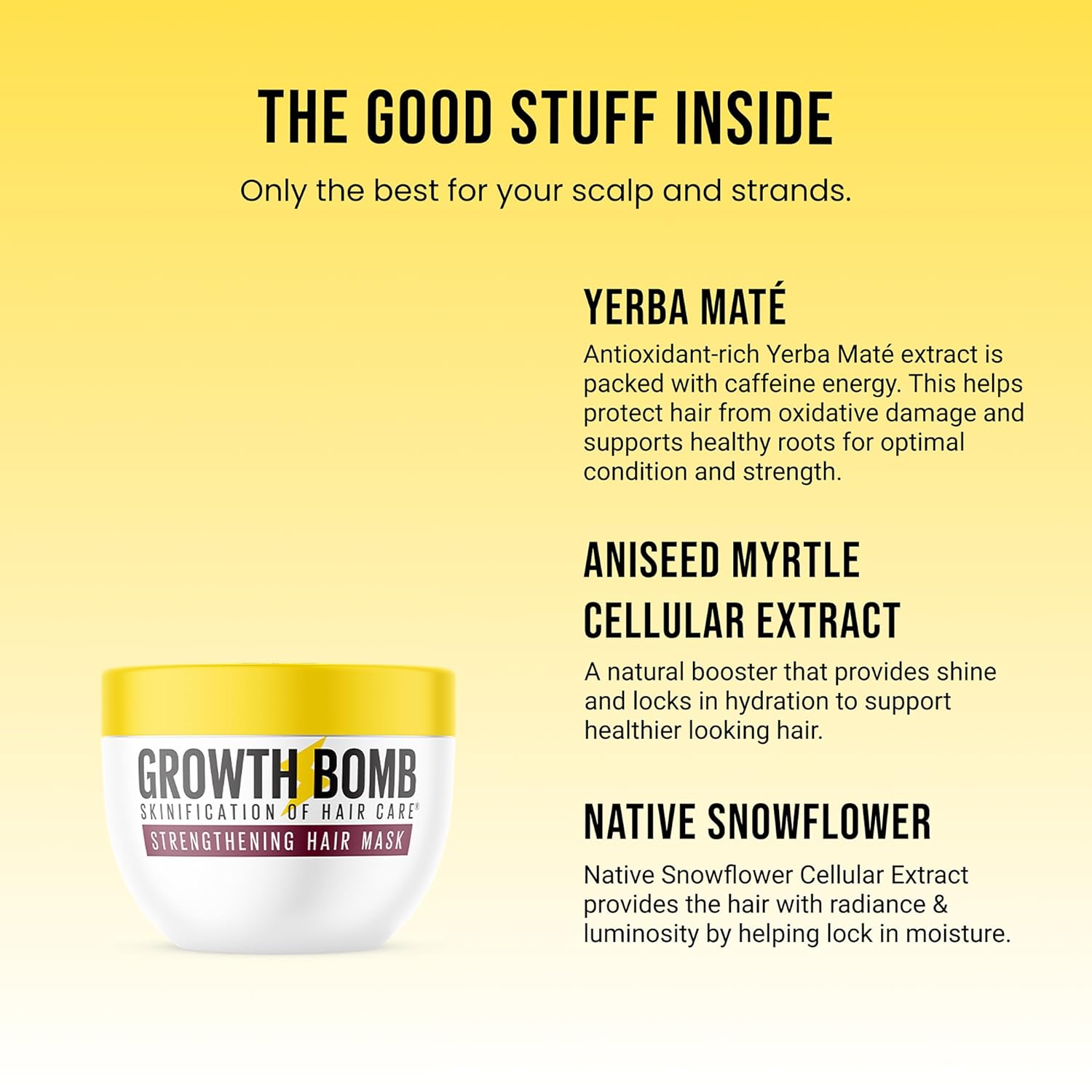 GROWTH BOMB Strengthening Hair Mask - Deep Conditioning Hair Mask for Damaged Hair for Women & Men, Use on Dry, Frizzy, Curly, Wavy or Straight Locks - 235 mL (Pack of 2)