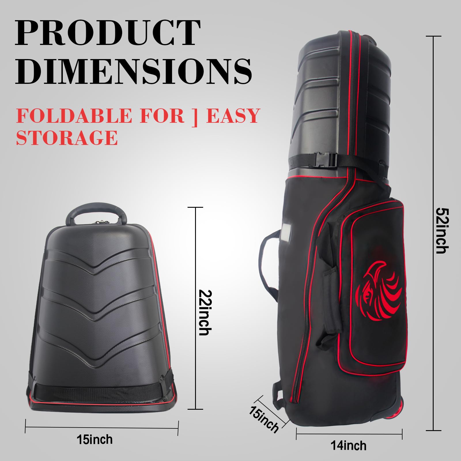 Yamato Grand sac de voyage de golf à coque rigide avec roues et serrure TSA
