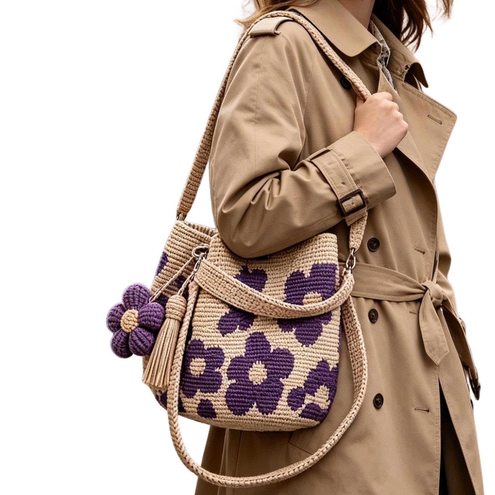 Borsa da viaggio in stile bohémien, realizzata a mano con fiori, borsa da spiaggia, leggera, pieghevole, da viaggio, per nuoto, palestra, crociera, vacanze, picnic, lavanderia, sabbia bagnata