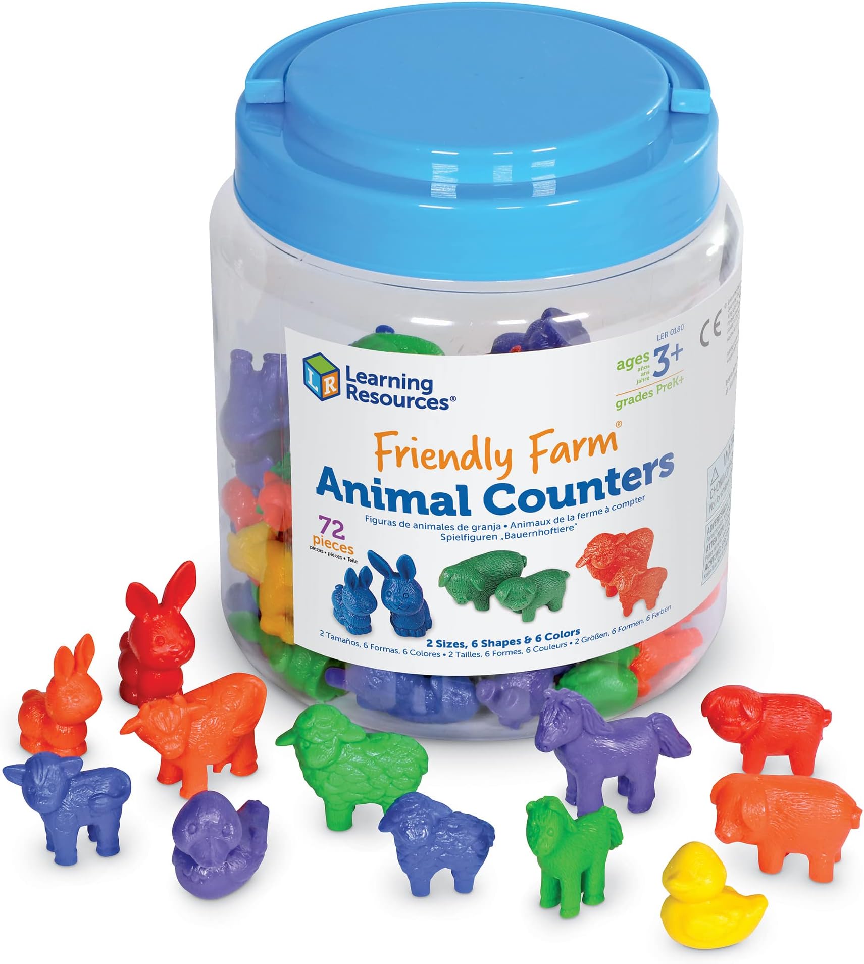 Learning Resources Friendly Farm Animal Counters, 72 pieces, Multi-color