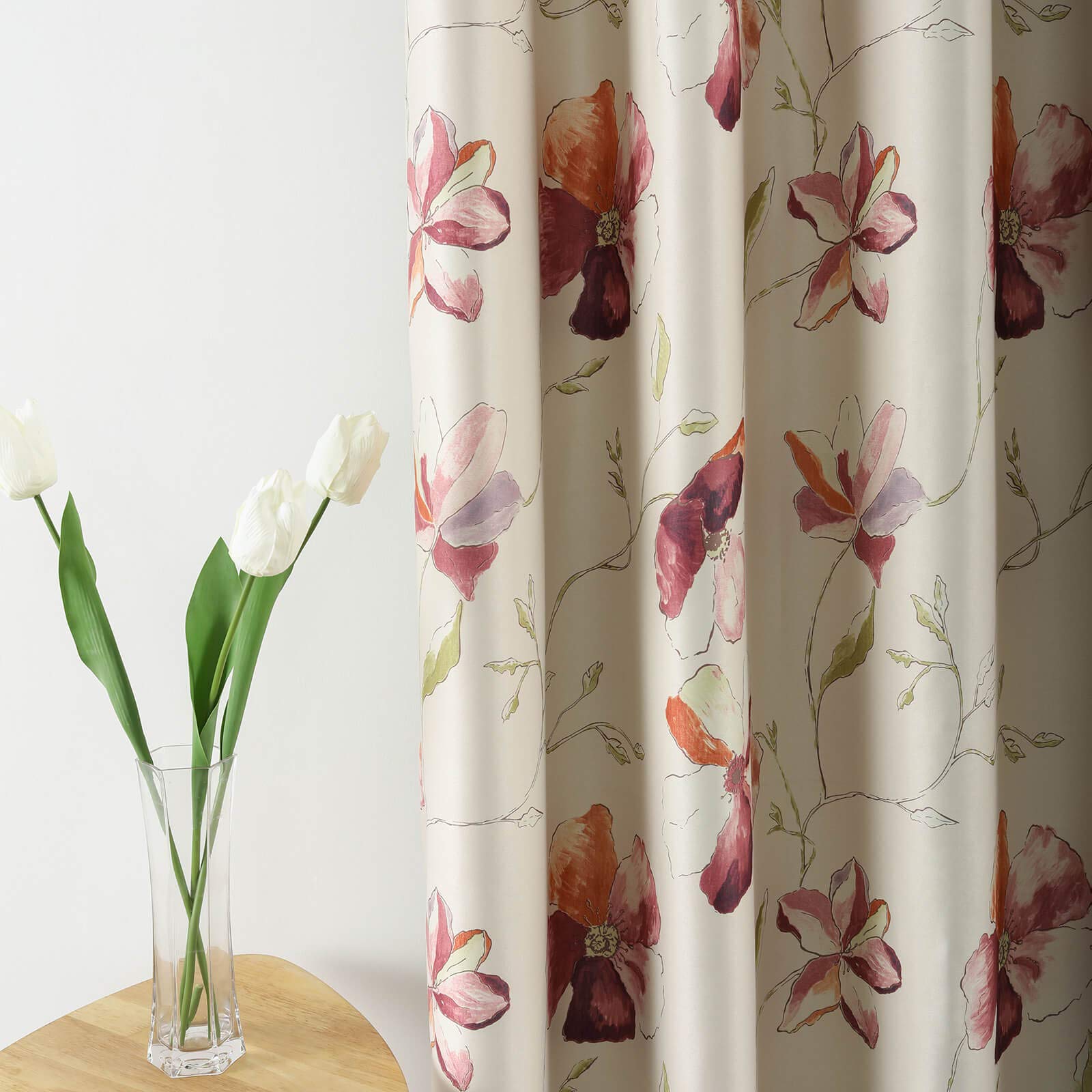 LeevaWindow Heavy Print Curtains for Bedroom, Grommets Energy Efficient Blackout Elegant Red Flowers Curtain and Drapes for Living Room, 52x84, 2 Panels