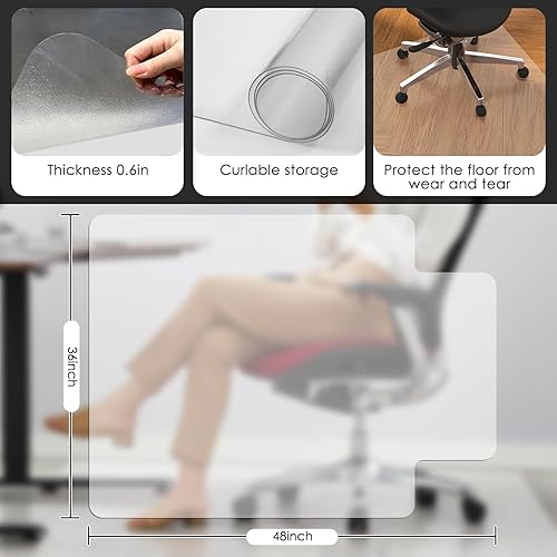 Miniatura 7 de Tapete de PVC transparente para silla de oficina, tapete de escritorio más fuerte y duradero para suelos de madera dura, protector de suelo