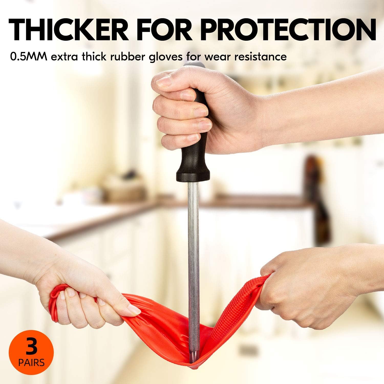 Vgo 10-Pairs Reusable Household Gloves, Rubber Dishwashing gloves, Extra Thickness, Long Sleeves, Kitchen Cleaning, Working, Painting, Gardening, Pet Care (Size M, Yellow, HH4601) : Health & Household