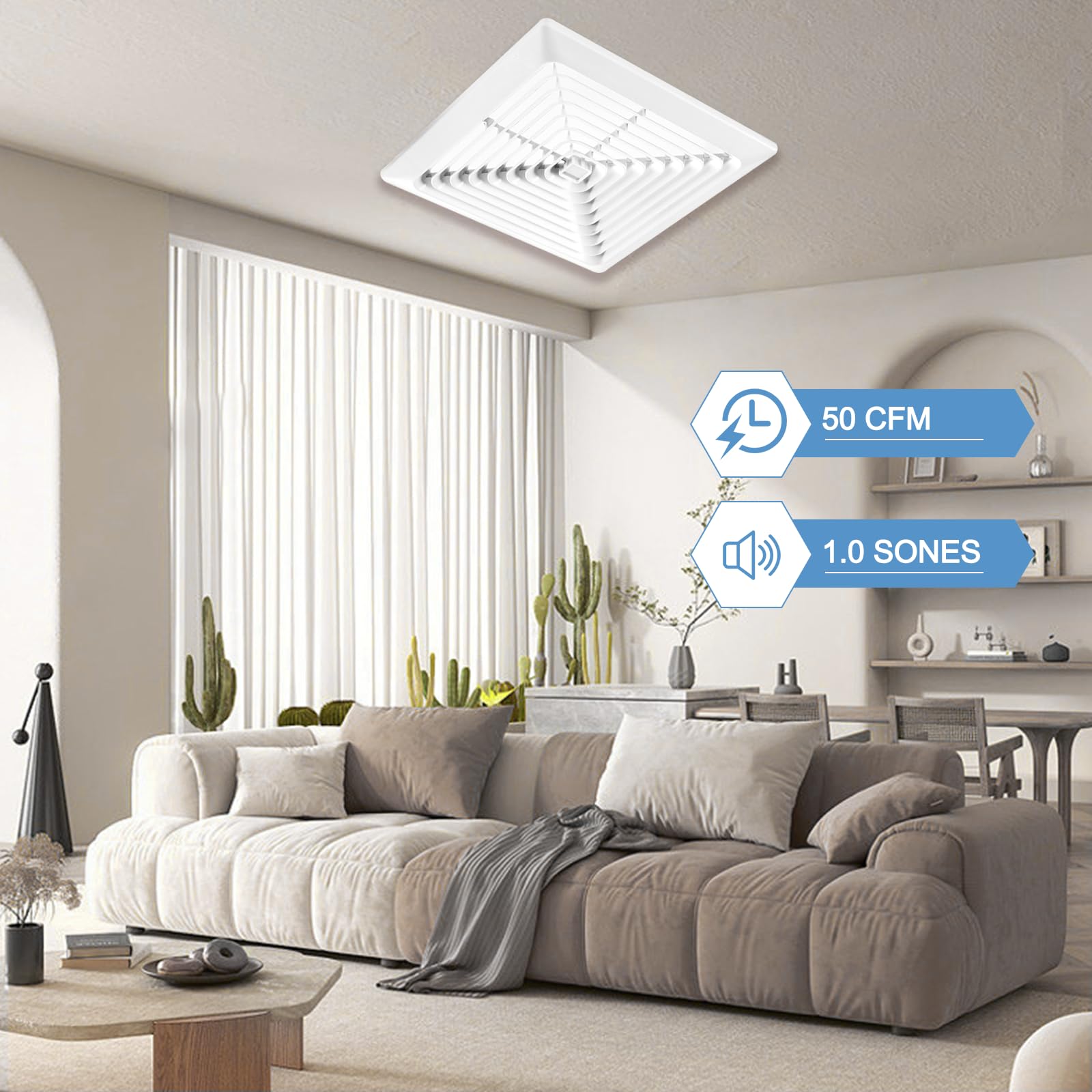 Ventilador extractor de baño, 50 CFM 1.0Sone ventilador de baño silencioso con K de 3 pulgadas para montaje de ventilador de ahorro de energía