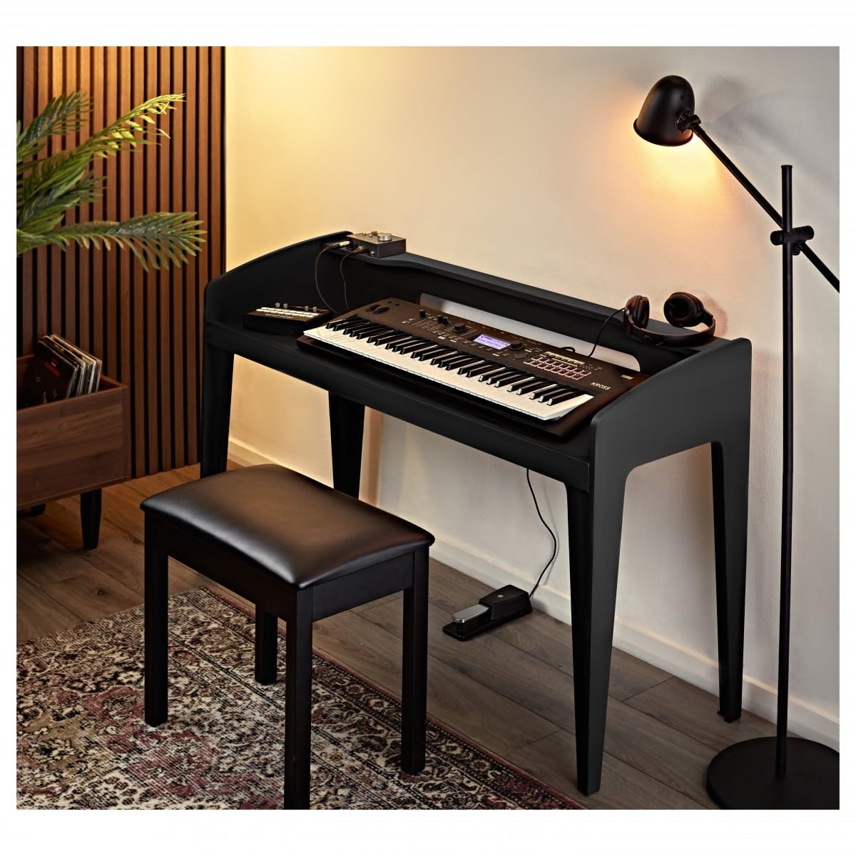 gear4music modul Supporto universale per tastiera in legno, nero