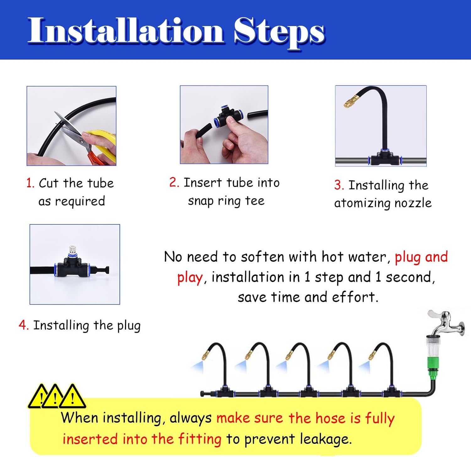 360°Adjustable Plant Watering System, Outdoor Misting Cooling System for Construction Site/Farm/Factory, Automatic Irrigation Equipment(787inch/20m/65.6ft)