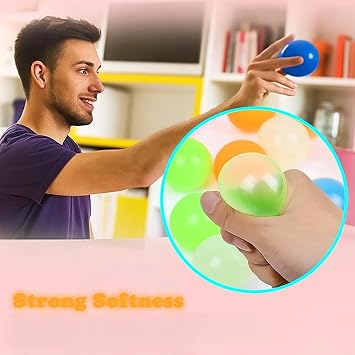 Sticky Balls for Ceiling & Wall, Glow in The Dark, Stress Balls for Adults (10-Pack)