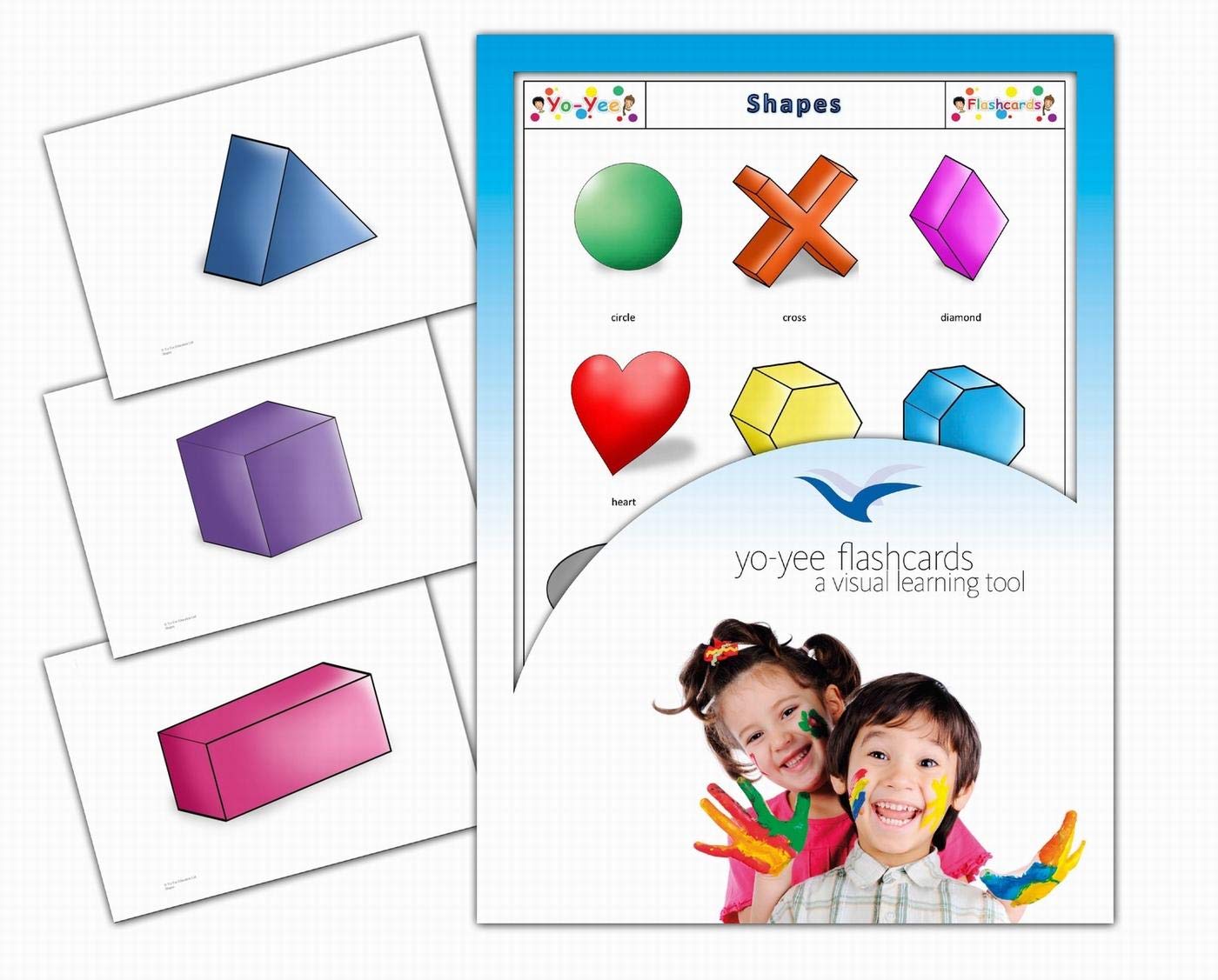 Yo-Yee Flashcards - Shapes Picture Cards in English for Babies, Toddlers, Kids, Children and Adults - Including Teaching Activities and Game Ideas