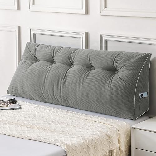 Sasttie Almohada de cabecera tamaño Queen, almohada triangular de cuña para cabecero de cama, sofá, almohadas de sofá cama para sentarse, leer o