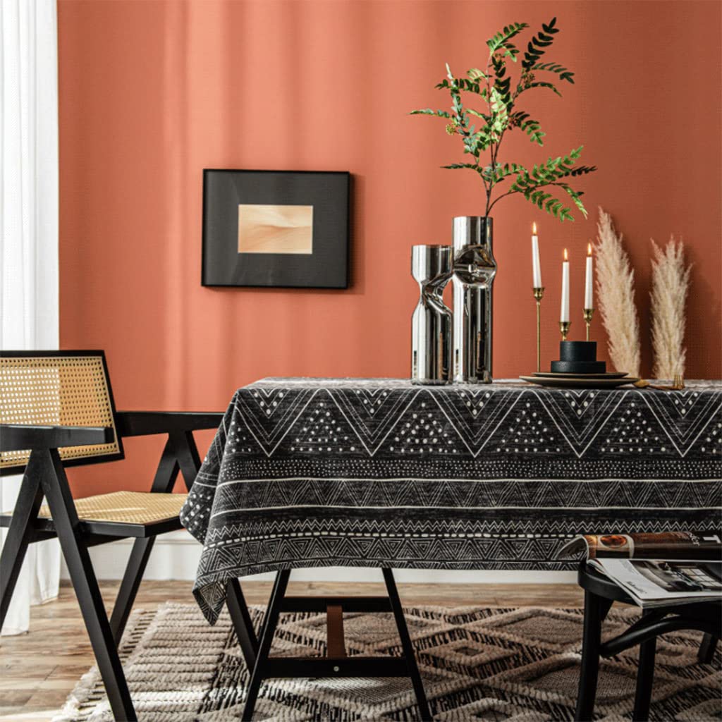 OLOTU Manteles Mantel de Lujo Ligero, manteles de algodón y Lino Estampados en Negro, Resistente al Polvo y a Las Arrugas para decoración de Mesa Durable