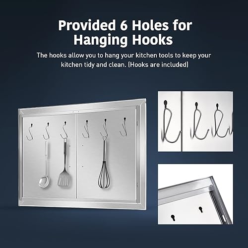 Miniatura 2 de 28 pulgadas de ancho x 19 pulgadas de alto, acero inoxidable 304 de alta calidad, doble panel de isla de barbacoa, puerta de acceso para cocina