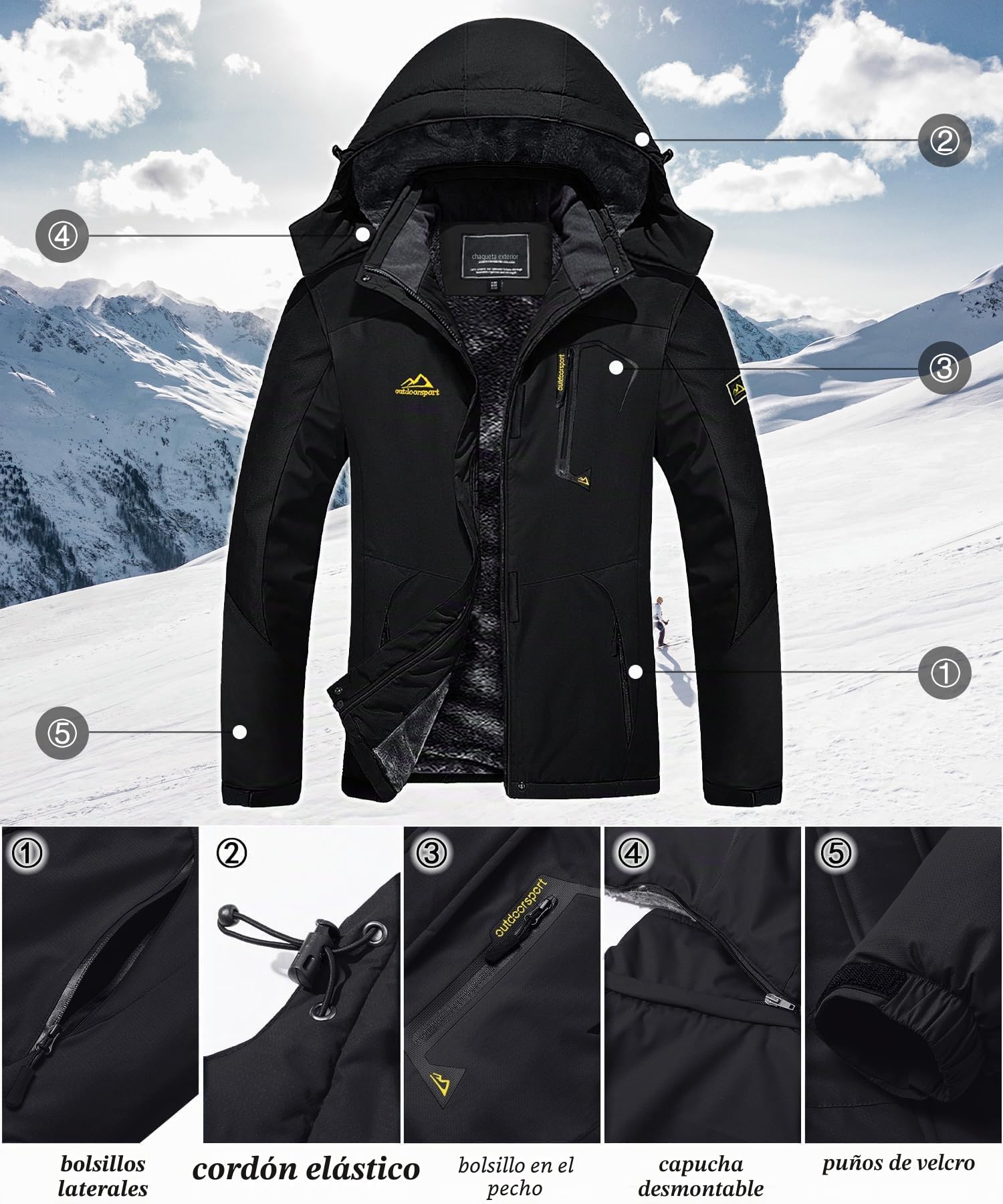 Tacvasen - Chaqueta de entretiempo para mujer, con forro, de invierno, acolchada, de senderismo, de esquí, con cremallera impermeable