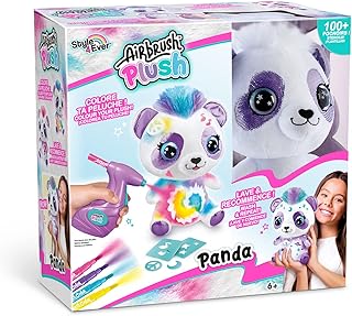 دمية بتصميم فرشاة هوائية لأحمر الخدود (تصميم دمية باندا)، من كانال تويز، متعدد الألوان .